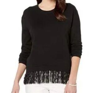 Lilly Pulitzer Black Sweater with Fringe Hem